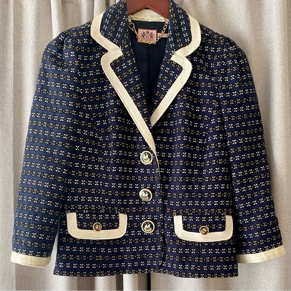 Vintage EUC Juicy Couture Medium Double Breasted tweed blazer